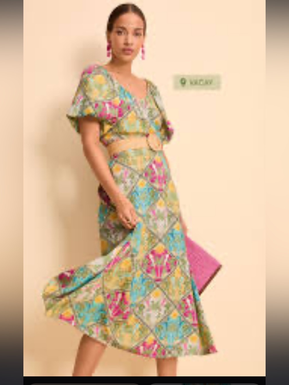 LOFT Raffia Palm Print Midi Dress NO BELT. - Picture 4 of 15